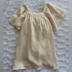 Dadati Cream Flutter Sleeve Dress